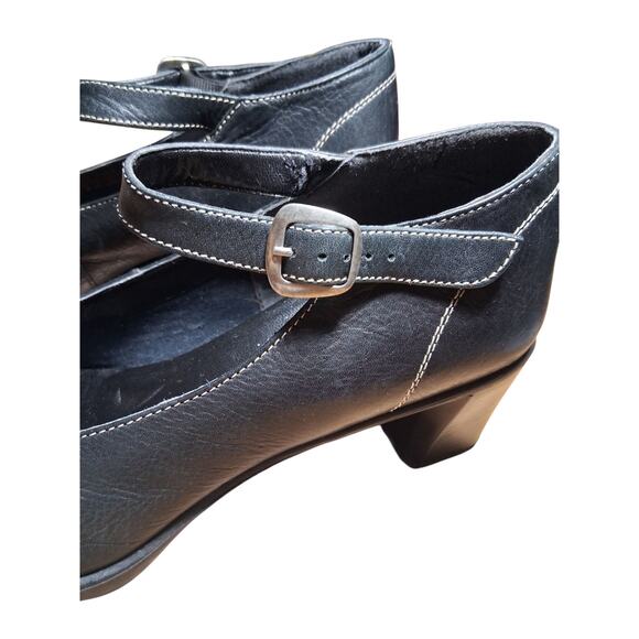 AEROSOLES Chunky Heel Mary Jane Womens size 10B Blk Leather 3" Pumps Whimsigoth - Picture 13 of 15